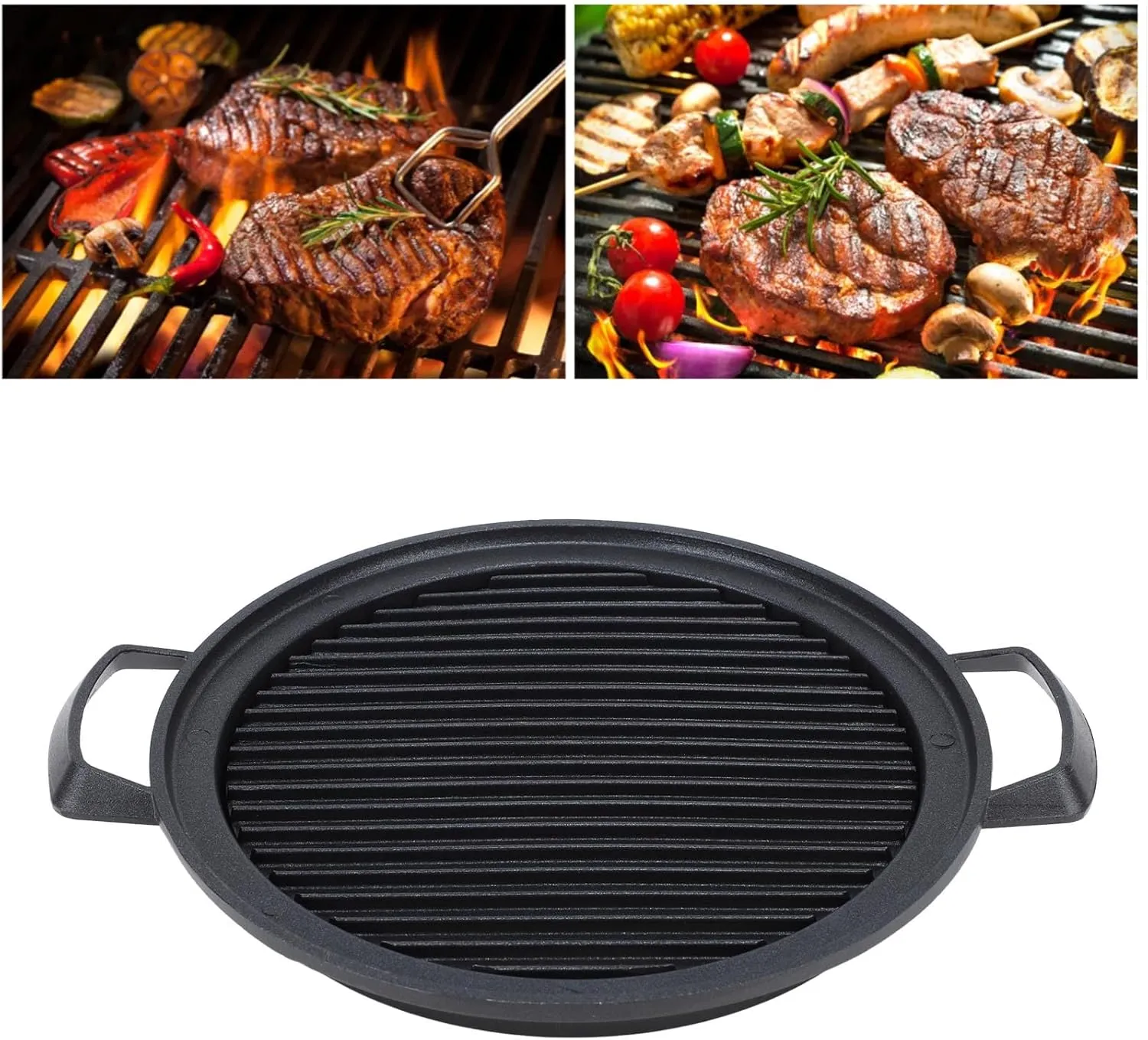 Hibachi Grill, Portable Small Charcoal Grills Korean BBQ Grill Charcoal Grills Aluminum Alloy Tabletop Skillet for Family Gatherings, Camping, and Picnics (Small Circle)