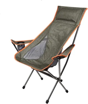High Back Portable Folding Camping Chair with Cup Holders, Breathable Mesh Fabric, Aluminum Frame, for Camping, Fishing, BBQ