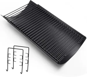 Hiorucet 23.38" to 41.5" Adjustable Ash Pan Drip Pan for Chargriller 5050 5650 2121 5072 3001 1624 2828 2823 2123 Charcoal Grills, Royal Gourmet Charcoal Grill CC1830SC, Part with 2pcs Grate Hanger