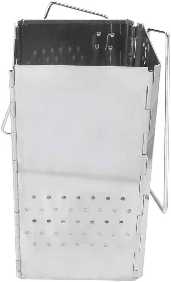 Hollow Out BBQ Grill, Side Handle Portable Charcoal Grill, for Camping Hiking