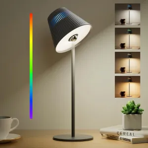 Honeywell Cordless Table Lamp Rechargeable, M1 Sunturalux Portable LED Desk Lamp 5200mAh Battery Operated 4Color 9RGB Dimmable Touch Control Night Light for Restaurant Living Bedroom Bedside Lamps