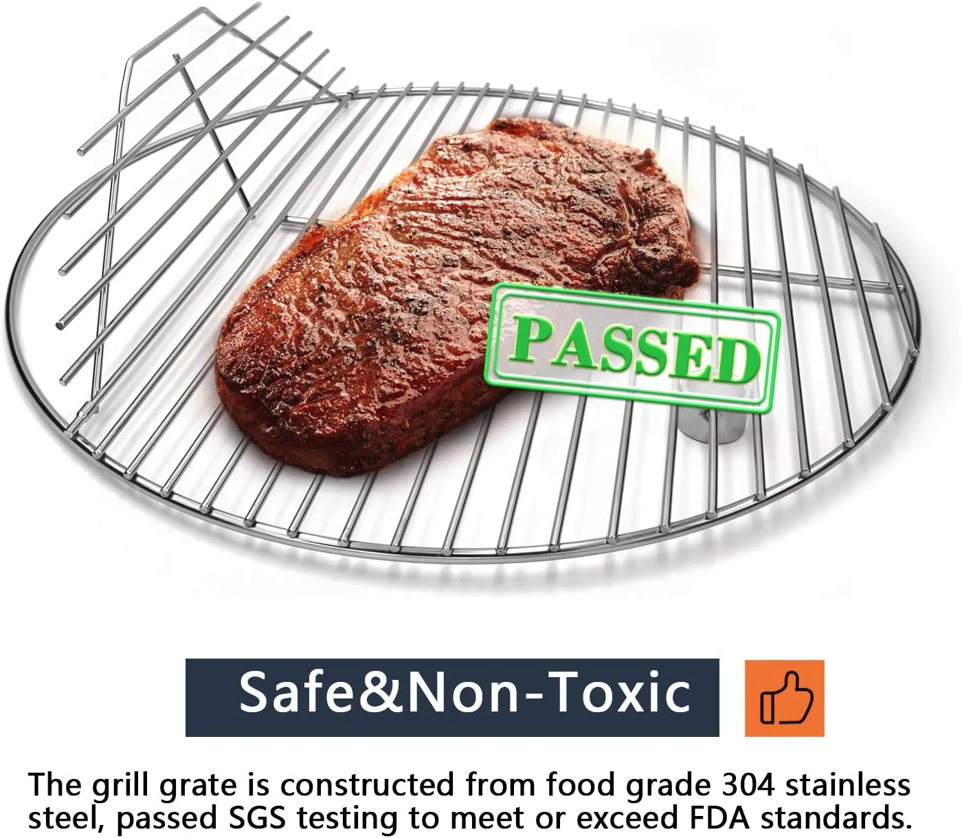 Hongso 19.5" 304 Stainless Steel Round Grates Cooking Grid for Akorn Kamado Ceramic Grill, Pit Boss K24, Louisiana Grills K24, Char-Griller 16620/6719/ E56720/ 6520/16820/ 6020/6620 Charcoal Grill