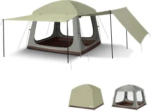 ICECO Camping Tent 4 Person, Waterproof Tents for Camping, Double Layer Tent with 4 Screen Room, Easy Setup Portable with Carry Bag for Outdoor, Picnic, 1.7M Height