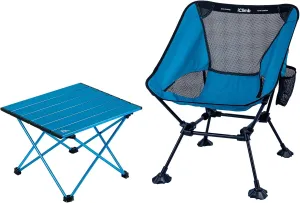 iClimb 1 Folding Table and 1 Anti-Sinking Large Feet Chair Bundle, Ultralight Compact for Adults Outdoor Backpacking Hiking Camping Beach Concert