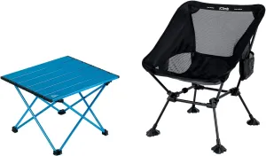 iClimb 1 Folding Table and 1 Anti-Sinking Large Feet Chair Bundle, Ultralight Compact for Solo Adult Outdoor Backpacking Hiking Camping Beach Concert