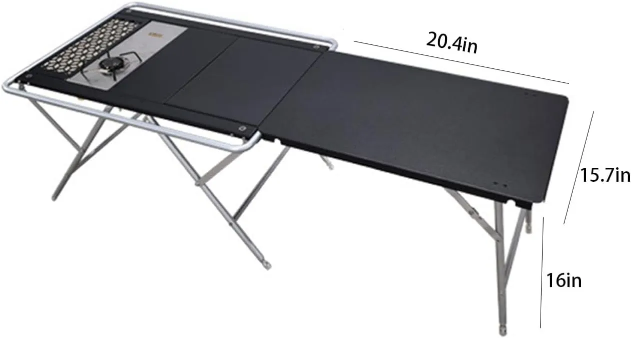 IGT Camping Table – 2-Unit Foldable Height Adjustable Aluminum Alloy Expandable Lantern Hanger Compatible with Storage Bag Easy Assembly (Side Table)