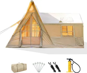 Inflatable Tent for Camping - 135.63 Square Feet Large Inflatable Tent,Inflatable Tent with Stove Jack,4 Season Inflatable Camping Tent,Glamping Inflatable Hot Tent Air Tent Blow Up Tent