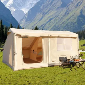 Inflatable Tents for Camping, Blow Up Tent with Hand Pump 4-Season Luxury Camping Cabin, Waterproof Oxford Air Tent & Easy Setup Glamping Shelter for 2-6 Person