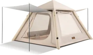 Inflatable Tents for Camping, Blow Up Tents with Hand Pump, 3-4 Person Air Glamping Tent, Easy Setup 4 Season Waterproof Windproof Outdoor Glamping House