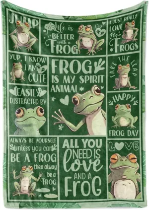 InnoBeta Frogs Gifts for Women, Frog Flannal Blanket 50" x 65", Frog Gifts for Christmas - Square Frog