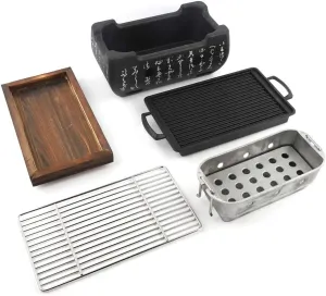 Japanese Barbecue Grill, Charcoal Stove Made of Aluminum and Stainless Steel 24x12.5x11.5cm/9.4x6.1x4.5inch