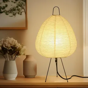 Japanese Paper Lamp Noguchi Style Lamp, Rice Paper Akari Floor Lamp, Paper Lantern Lamp with Washi Paper Shade, Cozy Japanese Paper Lantern Light for Bedside or Desk (Noguchi Table Lamp)