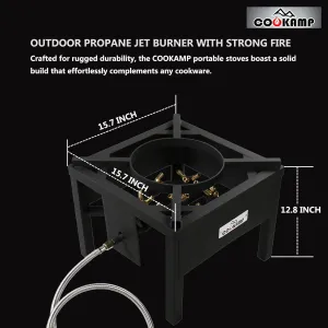Jet Burner 23 Tips Outdoor Propane Gas Cooker with 0-10 PSI Adjustable Regulator and Steel Braided Hose SA1723