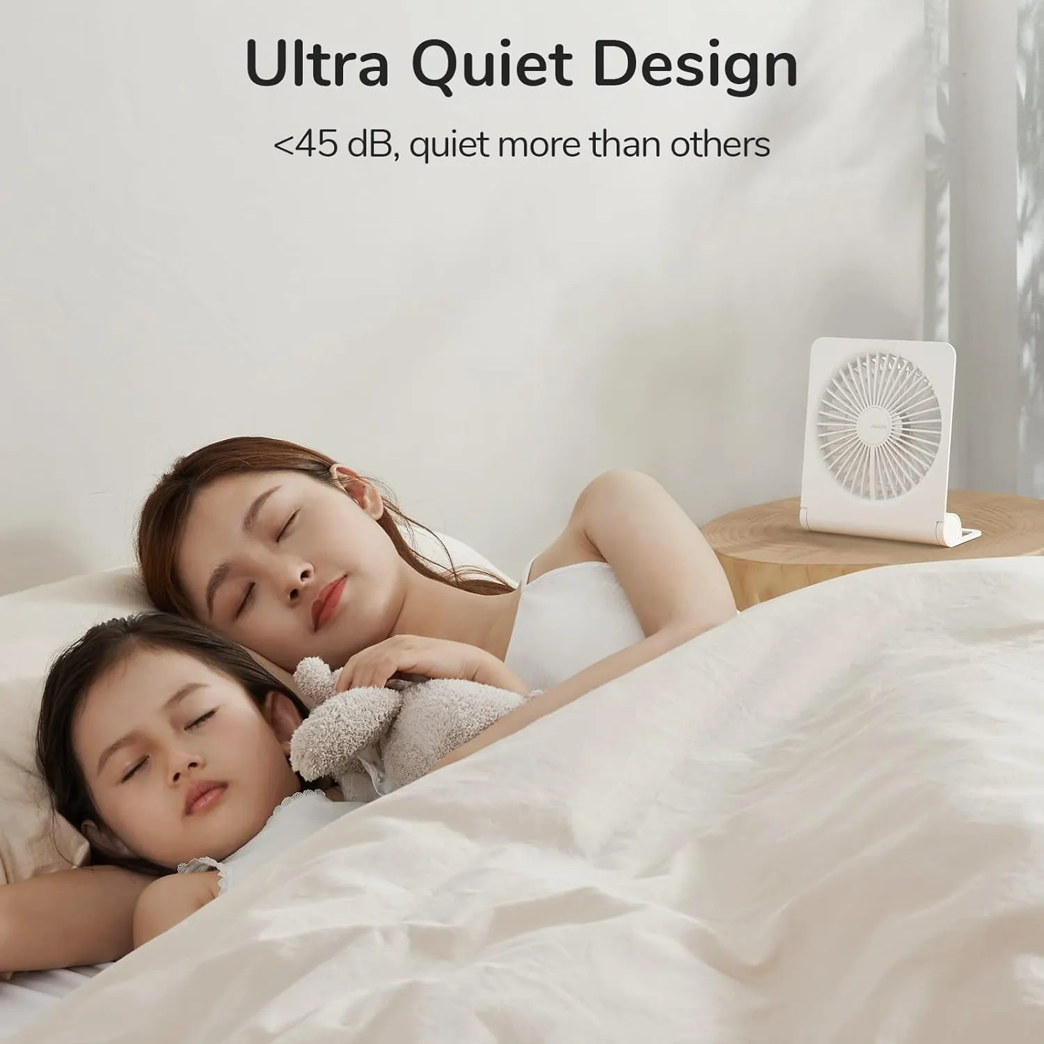 JISULIFE Small Desk Fan, Portable Travel with 2000mAh Battery, USB Rechargeable Folding Design for Flexibility, Strong Quiet Wind with 4 Speed Modes, Ideal Gifts for Office/Home/Camping - White
