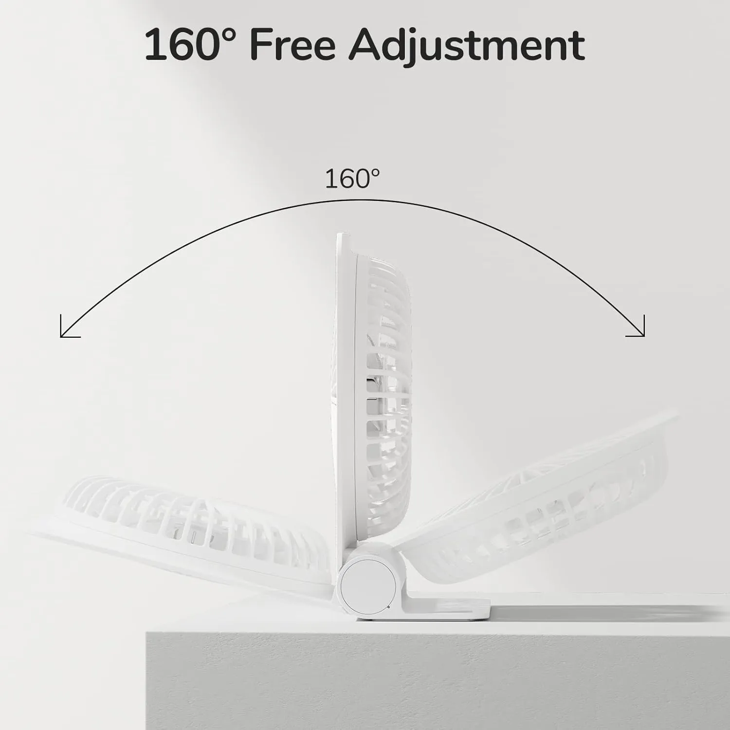 JISULIFE Small Desk Fan, Portable Travel with 2000mAh Battery, USB Rechargeable Folding Design for Flexibility, Strong Quiet Wind with 4 Speed Modes, Ideal Gifts for Office/Home/Camping - White