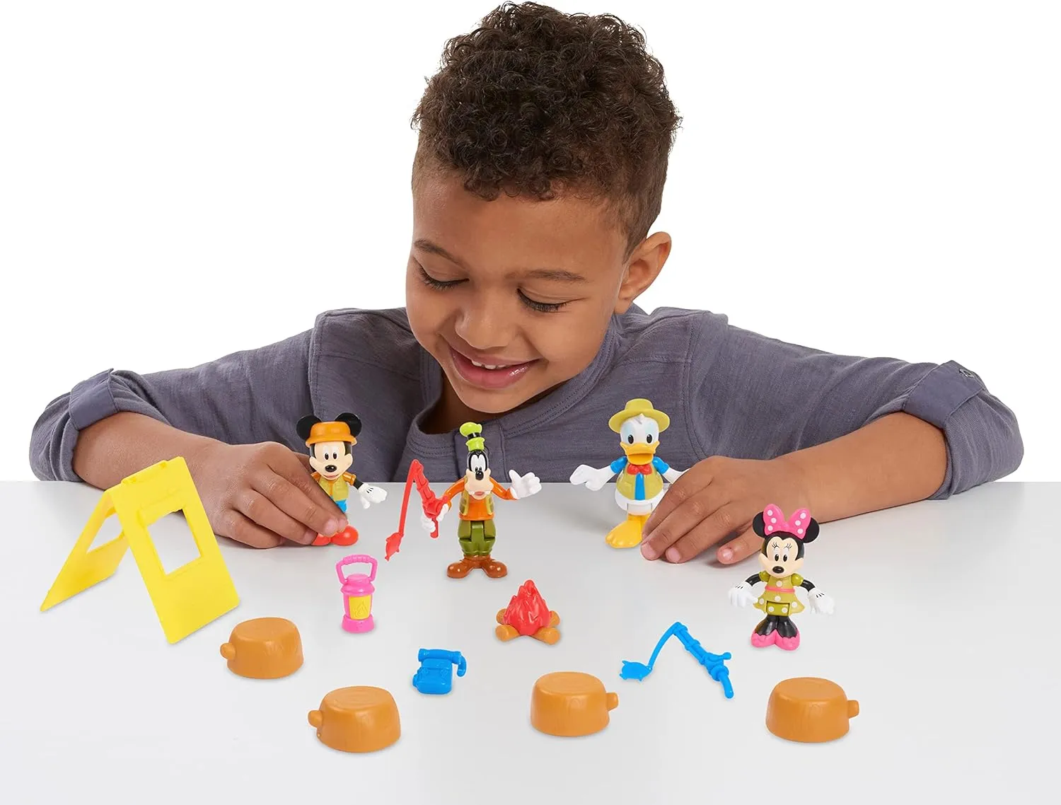 Just Play Disney Junior Mickey Mouse Funhouse 14 Piece Camping Figure Set, Preschool Toys, Officially Licensed Kids Toys for Ages 3 Up, Amazon Exclusive