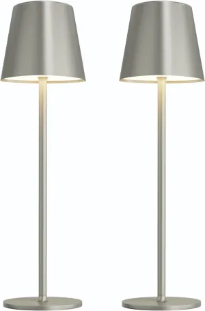Kakanuo Cordless Table Lamps Set of 2, Portable LED Battery Operated Lamp, Wireless Rechargeable Lamp, 3 Color Stepless Small Table Lamp for Restaurant, Bar, Party, Camping and Bedroom - Light Grey