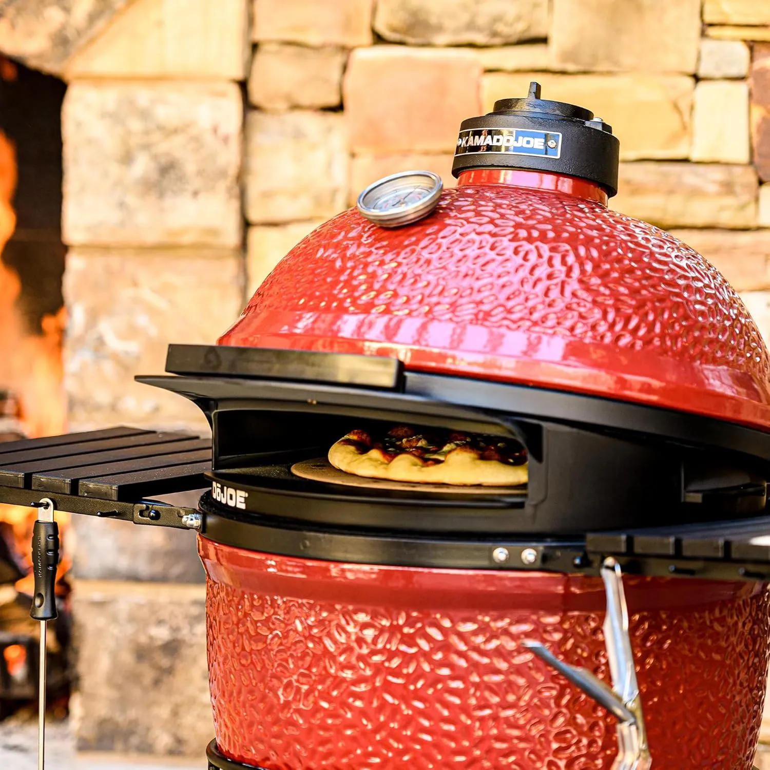 Kamado Joe DōJoe Pizza Oven Kamado Grill Accessory Insert for 24-inch Big Joe Grills for Brick-Oven Style Food with Ceramic Stone in Black, Model BJ-DJ