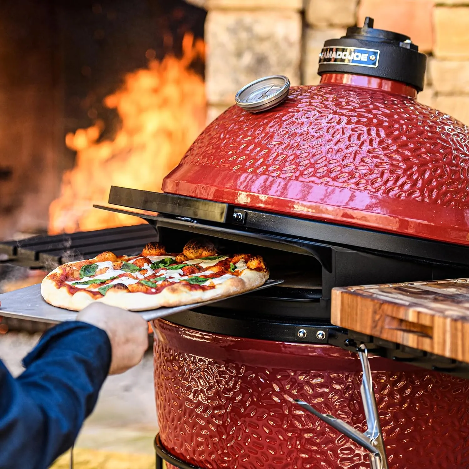 Kamado Joe DōJoe Pizza Oven Kamado Grill Accessory Insert for 24-inch Big Joe Grills for Brick-Oven Style Food with Ceramic Stone in Black, Model BJ-DJ