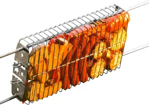 KANKA Grill 100% Stainless Steel Basket – Perfect BBQ Grill Basket for Meat, Fish, and Vegetables – Durable, Rust-Proof, Easy to Clean Grilling Basket for Outdoor Grills, Campfires, and More