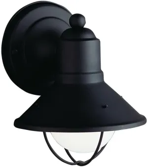 Kichler Seaside 7.5" 1 Light Outdoor Wall Light with Glass Globe Black