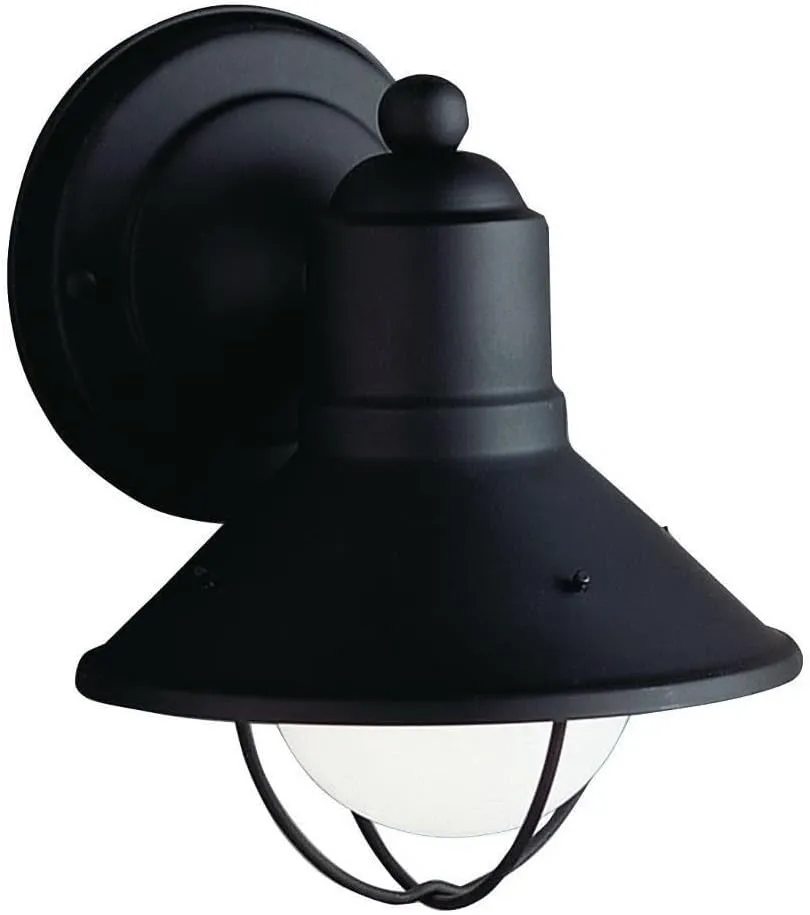 Kichler Seaside 7.5" 1 Light Outdoor Wall Light with Glass Globe Black