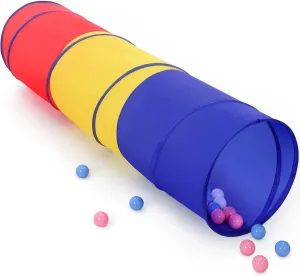 Kids Play Tunnel Tent for Toddlers, Colorful Pop Up Crawl Through Passage, Indoor & Outdoor Tunnel Toy for Kids Backyard Playset, Dog Cat Pet Pipe (Red, Yellow and Blue Mesh Tunnel)