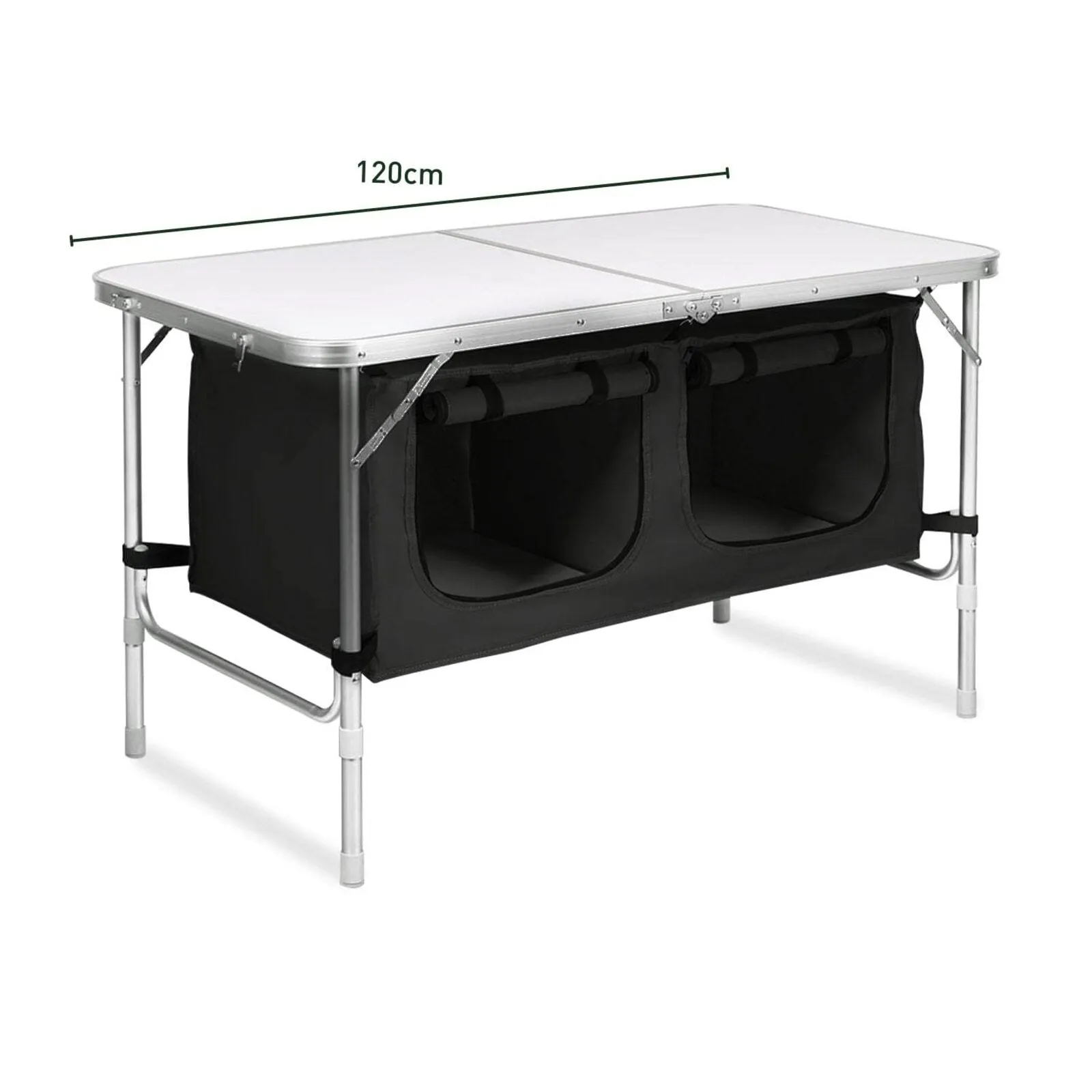 KILIROO 120cm Silver Camping Table with Black Storage Bag
