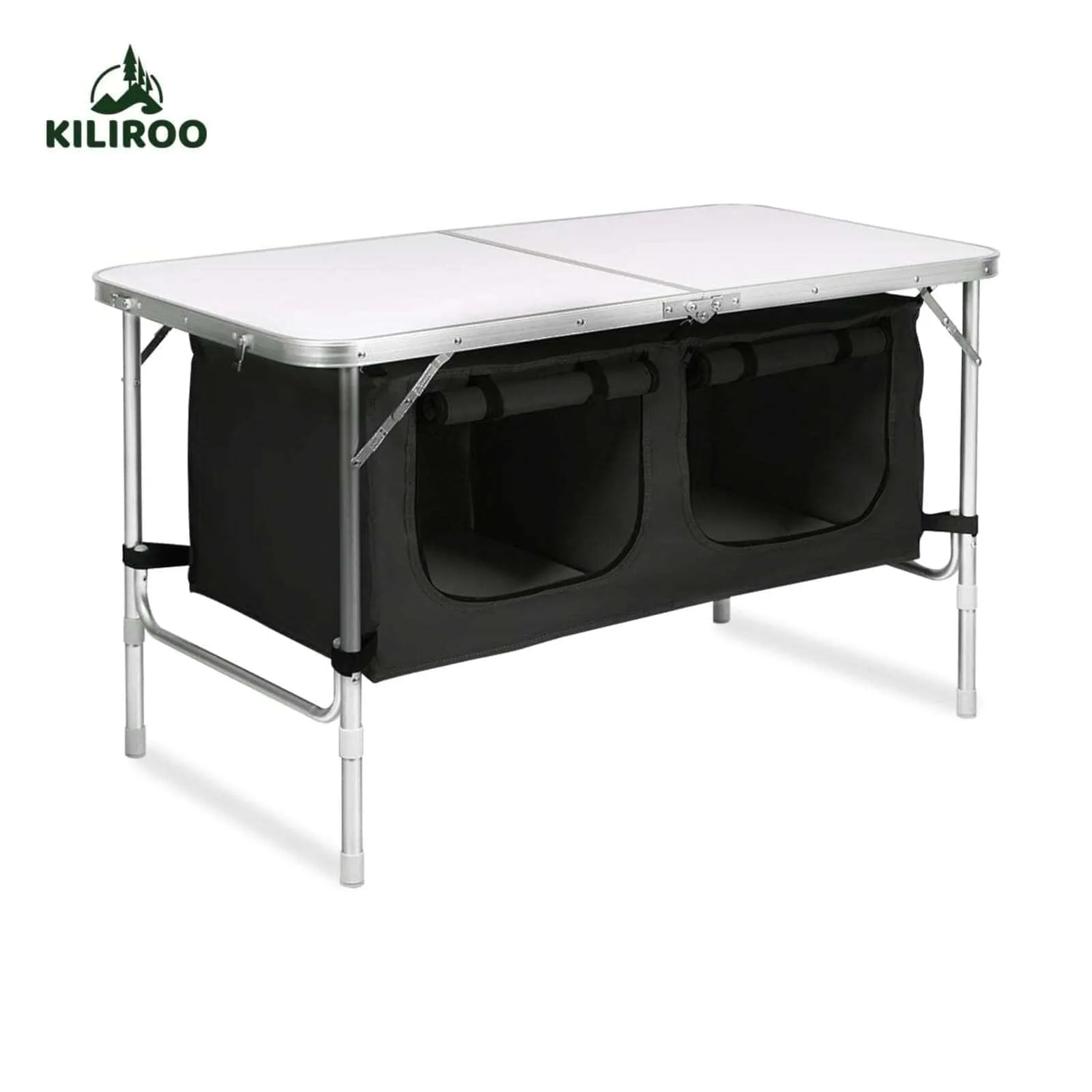 KILIROO 120cm Silver Camping Table with Black Storage Bag