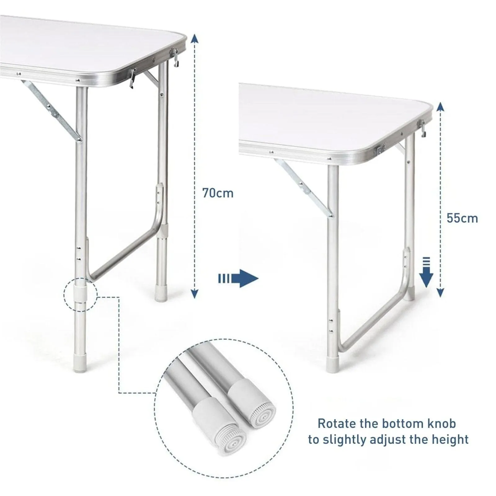 KILIROO 120cm Silver Camping Table with Black Storage Bag