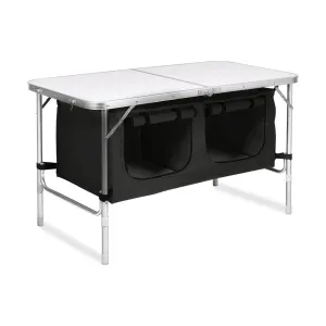 KILIROO 120cm Silver Camping Table with Black Storage Bag