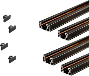 KING SHA 4 ft H Track Lighting Track with 2 Endcaps,Field cuttable,120V H Tracks for H Style 3 Wire Single Circuit Track Lighting,Black,4-Pack