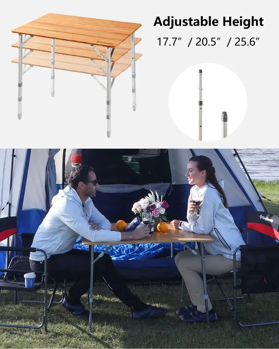 KingCamp 4-Folding Bamboo Table for 2-3 Person