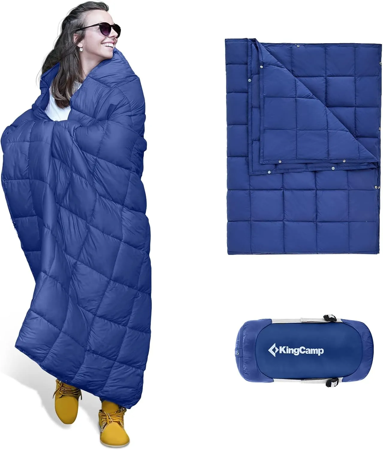 KingCamp Puffy Blanket for Camping, Warm Down Alternative Outdoors Indoors Quilt, Lightweight Compact Packable Windproof Blankets for Stadium, Airplane, Travel, Picnics, Backpacking