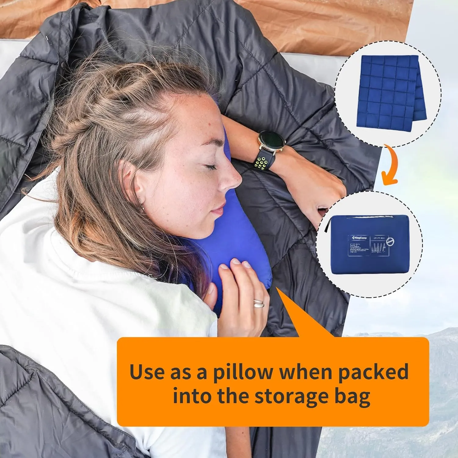 KingCamp Puffy Blanket for Camping, Warm Down Alternative Outdoors Indoors Quilt, Lightweight Compact Packable Windproof Blankets for Stadium, Airplane, Travel, Picnics, Backpacking
