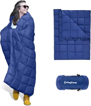 KingCamp Puffy Blanket for Camping, Warm Down Alternative Outdoors Indoors Quilt, Lightweight Compact Packable Windproof Blankets for Stadium, Airplane, Travel, Picnics, Backpacking