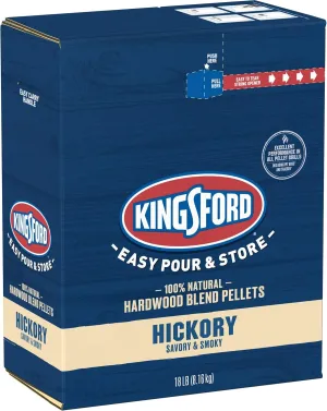 Kingsford 100% Natural Hickory Hardwood Blend Pellets - For All BBQ Grills & Smokers, 18 lbs