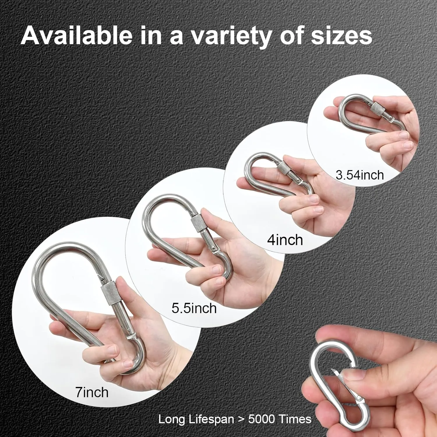 KINLINK 20 Pack Screw Locking Carabiner, 3.54 inch Heavy Duty Carabiner Clips, 304 Stainless Steel Small Caribeener Clips, Caribiniers for Outdoor Camping, Swing, Hammock, Hiking, Quick Link