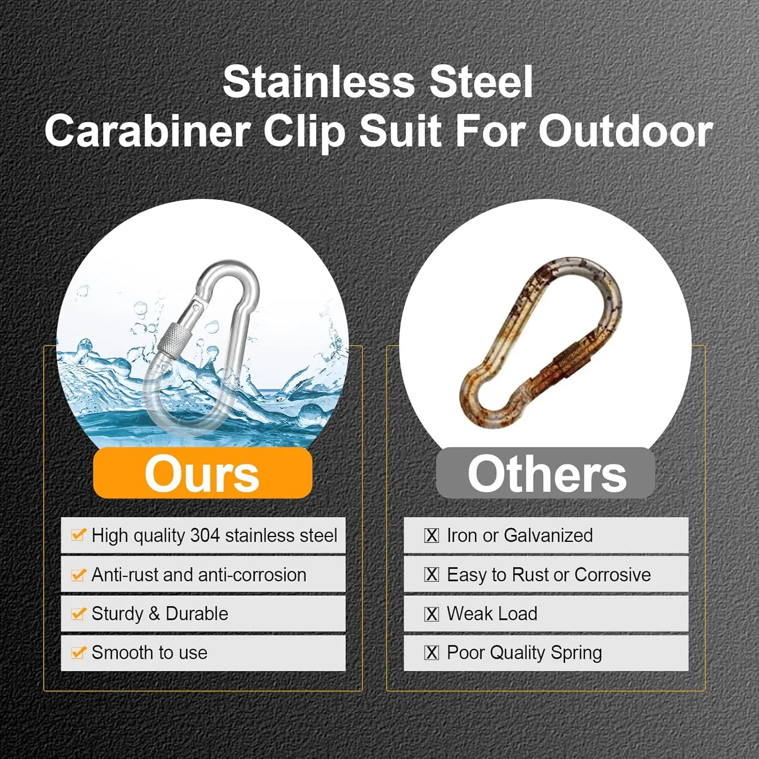 KINLINK 20 Pack Screw Locking Carabiner, 3.54 inch Heavy Duty Carabiner Clips, 304 Stainless Steel Small Caribeener Clips, Caribiniers for Outdoor Camping, Swing, Hammock, Hiking, Quick Link