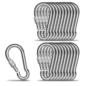 KINLINK 20 Pack Screw Locking Carabiner, 3.54 inch Heavy Duty Carabiner Clips, 304 Stainless Steel Small Caribeener Clips, Caribiniers for Outdoor Camping, Swing, Hammock, Hiking, Quick Link