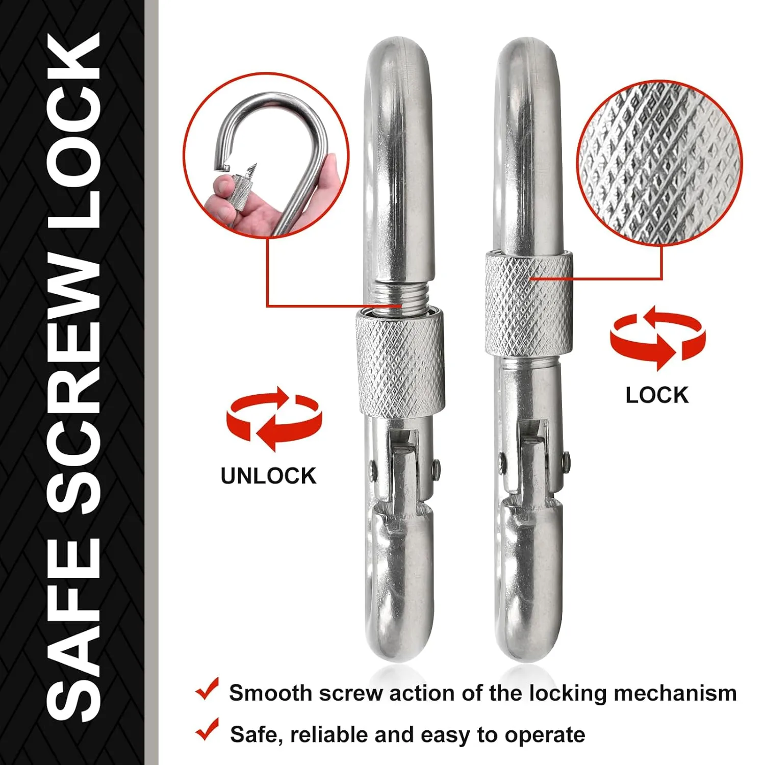 KINLINK 20 Pack Screw Locking Carabiner, 3.54 inch Heavy Duty Carabiner Clips, 304 Stainless Steel Small Caribeener Clips, Caribiniers for Outdoor Camping, Swing, Hammock, Hiking, Quick Link