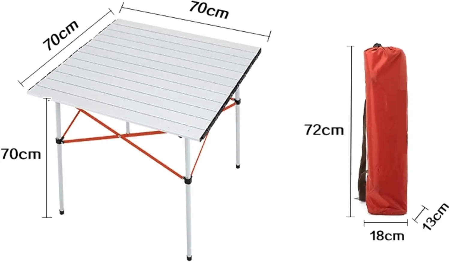 KIRANDY Portable Picnic Table, Folding Roll Up Camping Travel Table, Aluminum Alloy Folding Table (颜色 : Square Table)