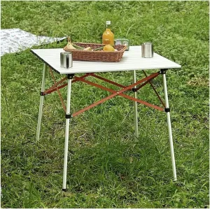 KIRANDY Portable Picnic Table, Folding Roll Up Camping Travel Table, Aluminum Alloy Folding Table (颜色 : Square Table)