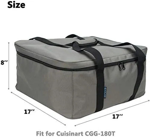 KISLANE Carrying Bag for Cuisinart CGG-180T Grill, Portable Grill Bag for Outdoor Gourmet Grill, Tabletop Grill Storage Bag for Cuisinart CGG-180T (Grey)