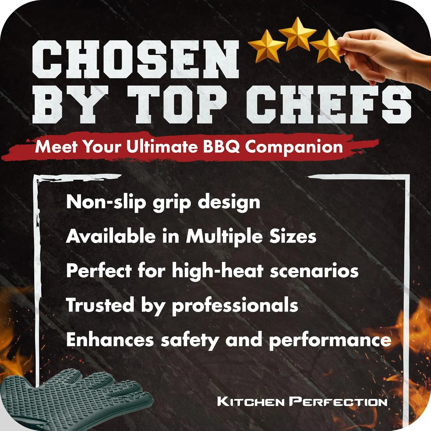 Kitchen perfection S Silicone Smoker Oven Gloves -Extreme Heat Resistant BBQ Gloves -Handle Hot Food Right on Your Grill Fryer Pit|Waterproof Oven Mitts |Superior Value Set 3 Bonuses
