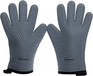 KITCHEN PERFECTION Silicone Smoker Oven Gloves For Women -Extreme Heat Resistant BBQ Gloves -Handle Hot Food Right on Your Smoker Grill Fryer|Waterproof Oven Mitts Grill Gloves |Superior Set 3 Bonuses