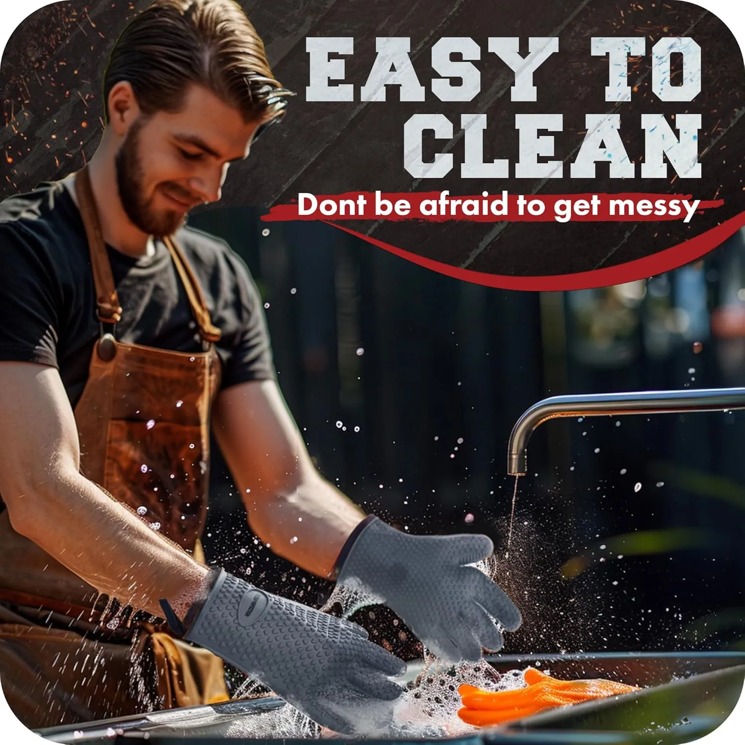 KITCHEN PERFECTION Silicone Smoker Oven Gloves For Women -Extreme Heat Resistant BBQ Gloves -Handle Hot Food Right on Your Smoker Grill Fryer|Waterproof Oven Mitts Grill Gloves |Superior Set 3 Bonuses
