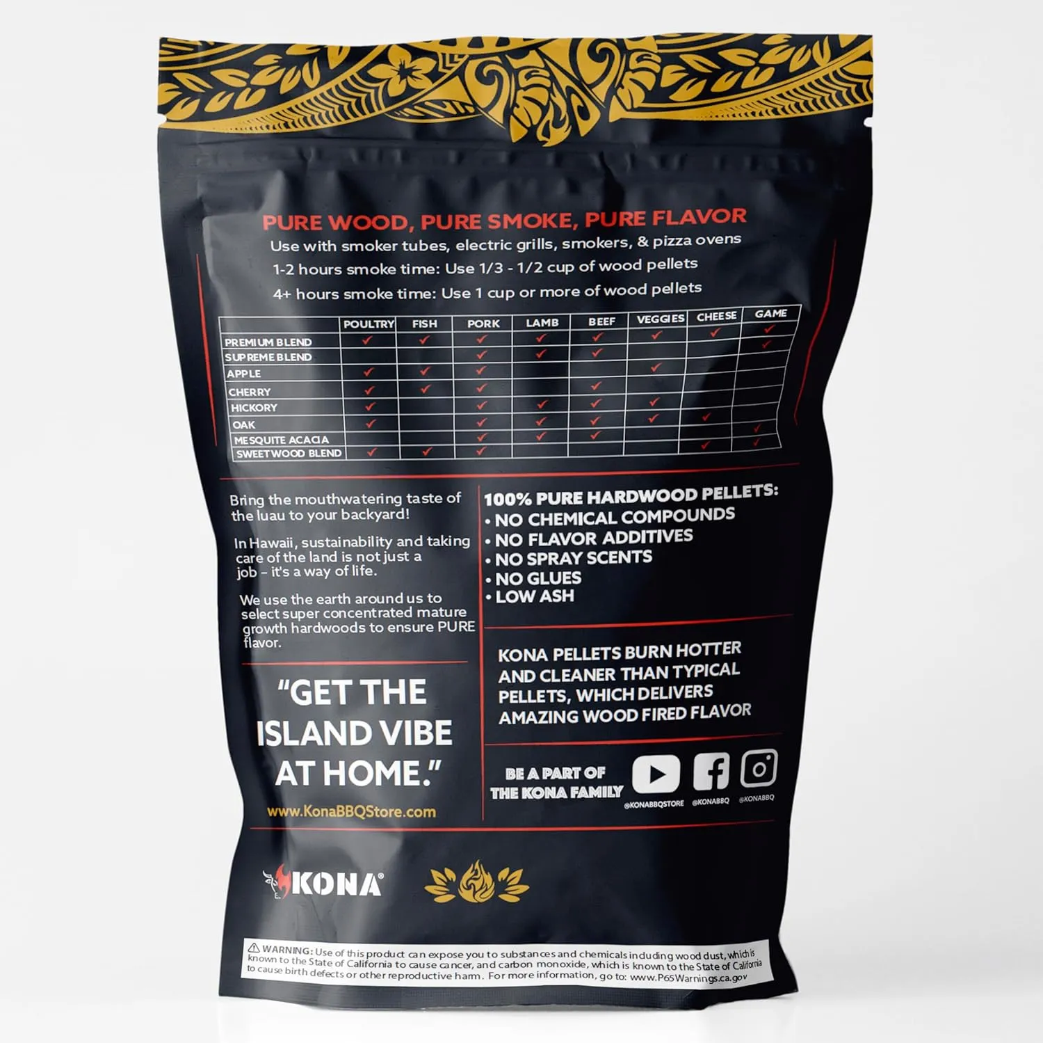 Kona Premium Blend Smoker Pellets, Intended for Ninja Woodfire Outdoor Grill, 8 lb Resealable Bags