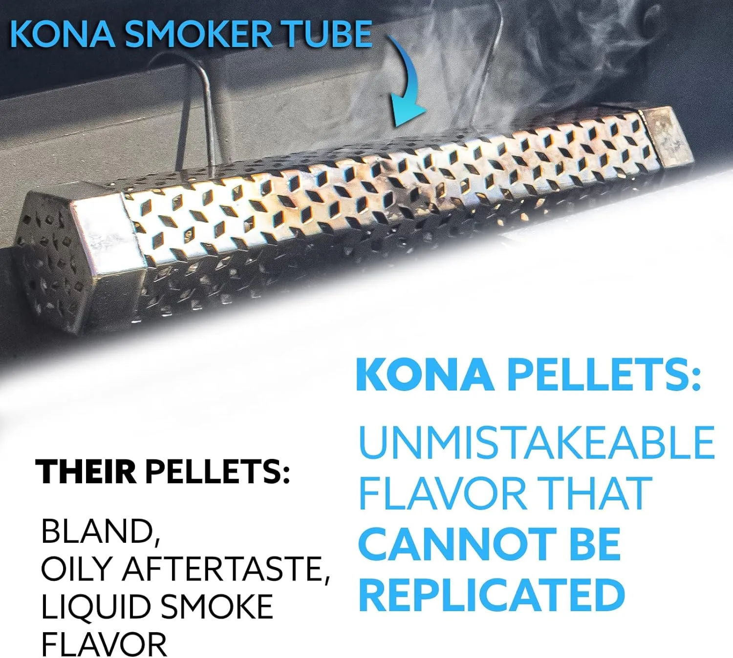 Kona Smoker Grilling Pellet Sets 8X /1 Pound Variety Pack (8 pounds Total), 100% Oak 100% Hickory Sweetwood Blend Premium Blend 100% Apple 100% Cherry Supreme Blend 100% Mesquite Acacia