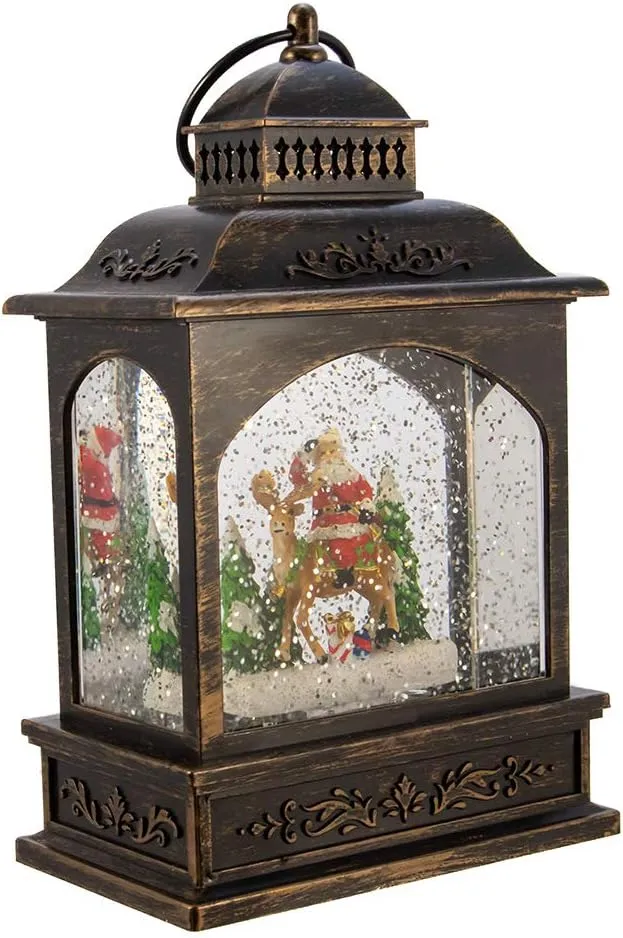 Kurt Adler 9-Inch LED Santa Lantern with Motion